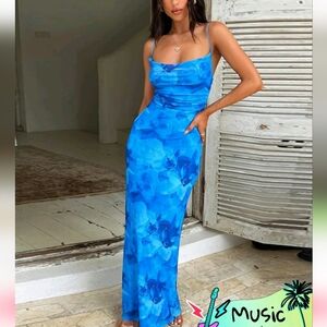 Blue Floral Maxi Dress